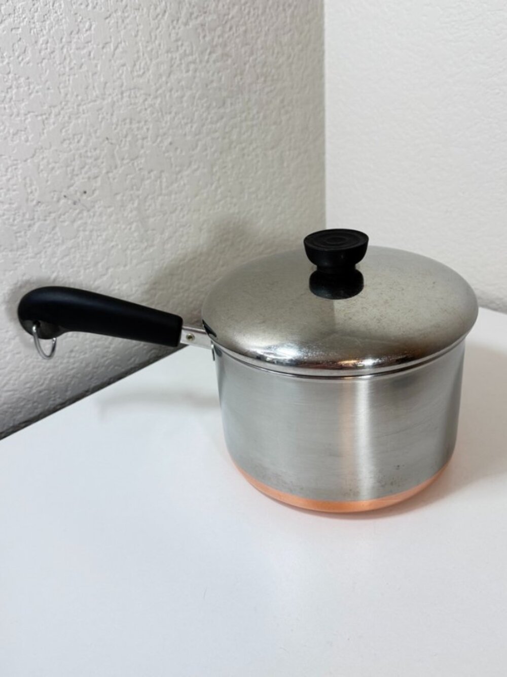 VTG Revere Ware 3 QT-83 Saucepan Copper Bottom Stainless ILL USA 1801 w/ Lid